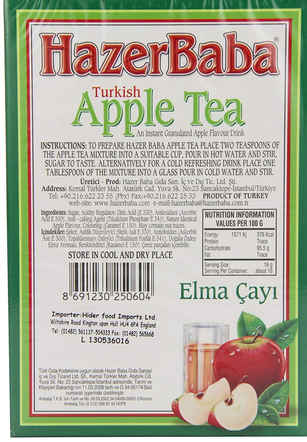 HAZER BABA TURKISH APPLE TEA Instant powder apple flavour drink 250g eBay