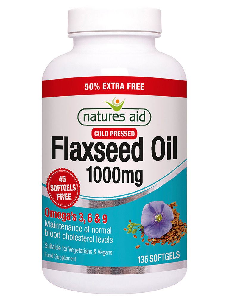 Natures Aid FLAXSEED OIL 1000mg Cold Pressed OMEGA 3,6&9 135 softgel