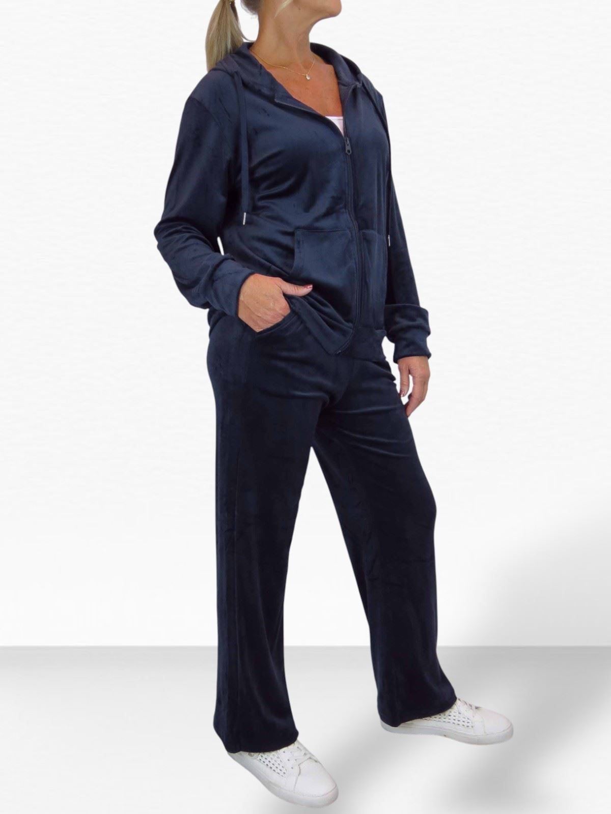 Ladies 2 Piece Velour Tracksuit Set Jogger and Zip Hoodie Casual Loungewear - Picture 17 of 38