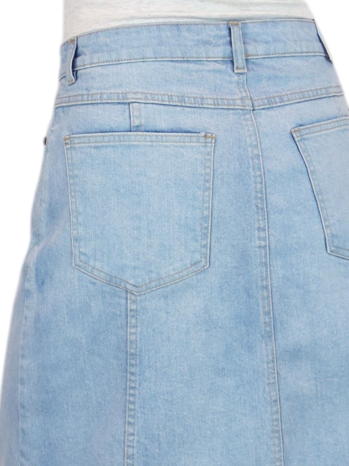 Ladies Stretch Denim A Line Jeans Skirt Knee Length Flared Pannel Skirt 10-22 - Picture 17 of 42