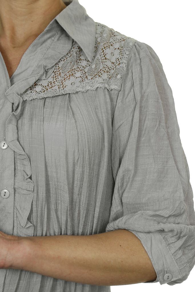 Womens Crochet Lace Collar Blouse Ruffle Button Up Shirt Casual Size 8-16 - Picture 27 of 28
