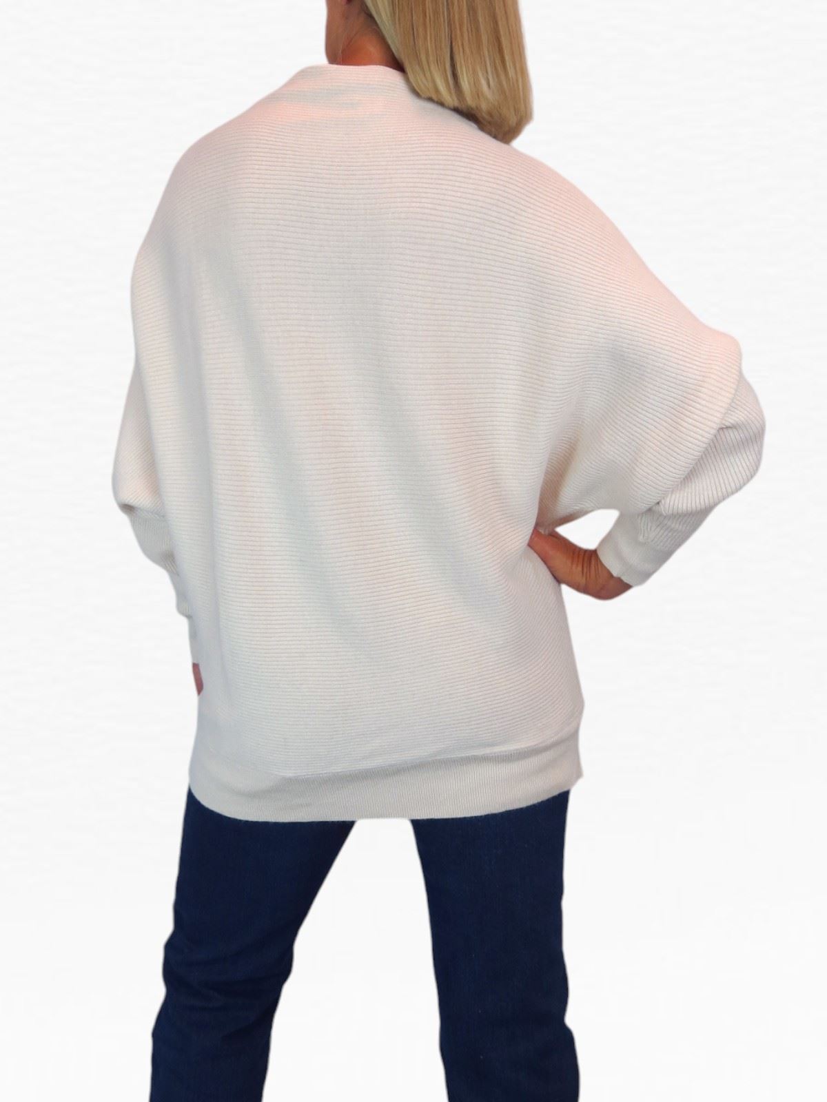 Ladies Rib Turtle Neck Batwing Jumper Soft Knit Long Sleeve Pullover Top 6 - 10 - Picture 8 of 33