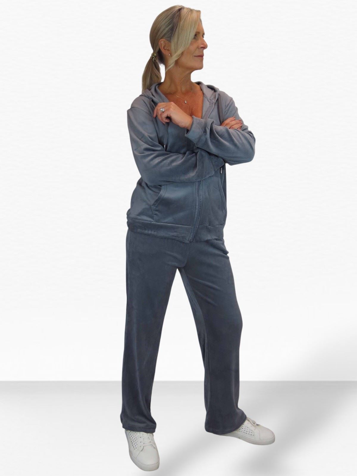 Ladies 2 Piece Velour Tracksuit Set Jogger and Zip Hoodie Casual Loungewear - Picture 35 of 38