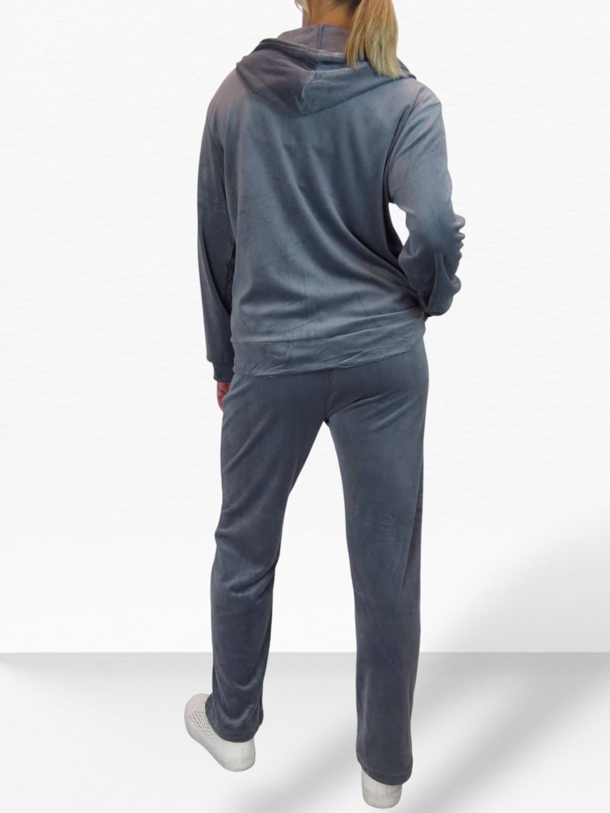 Ladies 2 Piece Velour Tracksuit Set Jogger and Zip Hoodie Casual Loungewear - Picture 32 of 38
