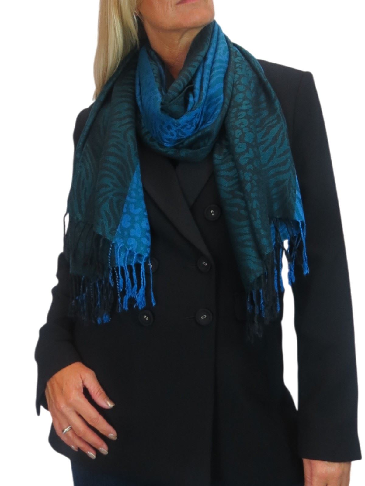 Bufanda suave ligera con estampado de cebra de leopardo para damas chal envolvente - Imagen 38 de 91