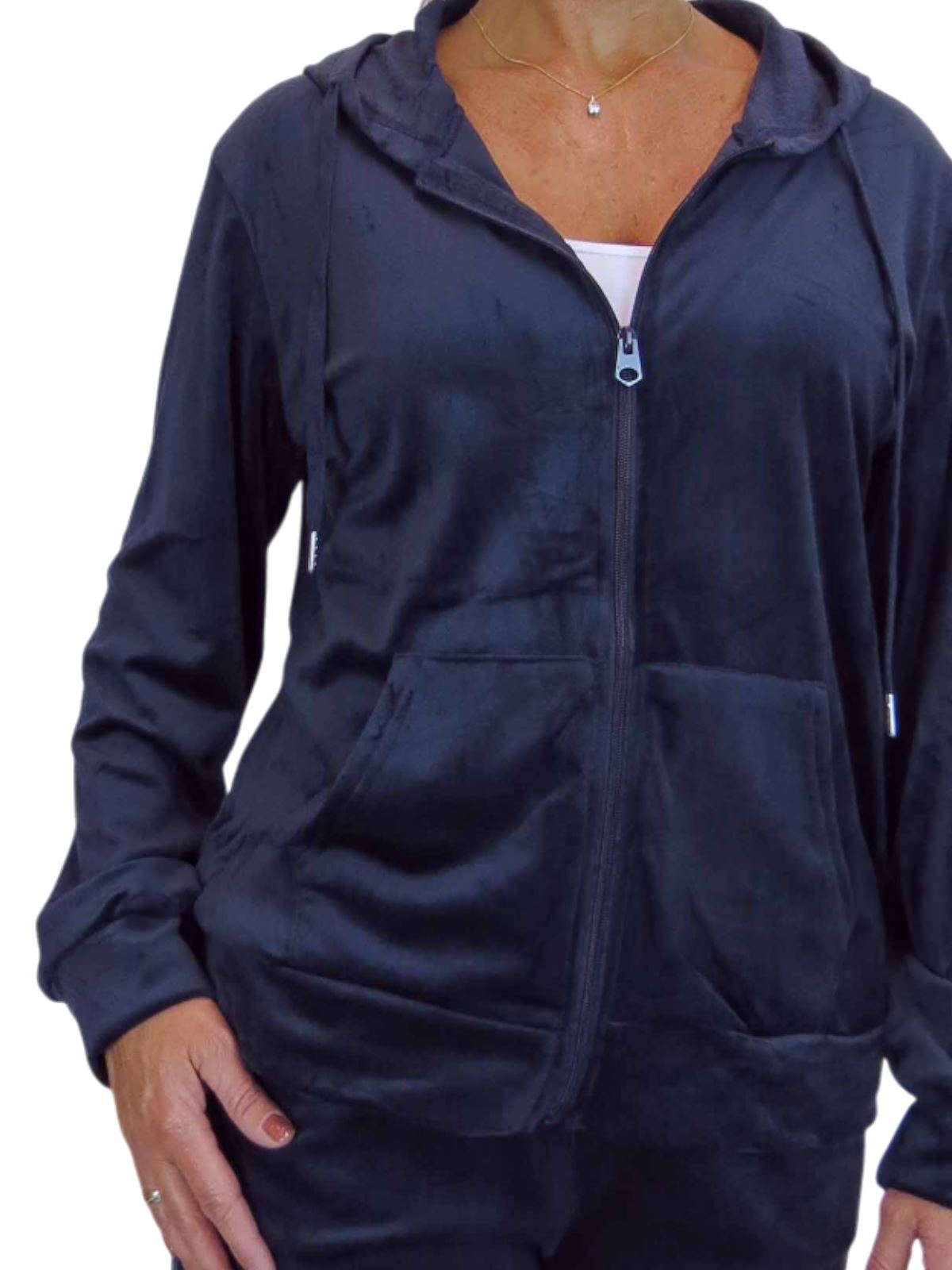 Ladies 2 Piece Velour Tracksuit Set Jogger and Zip Hoodie Casual Loungewear - Picture 18 of 38