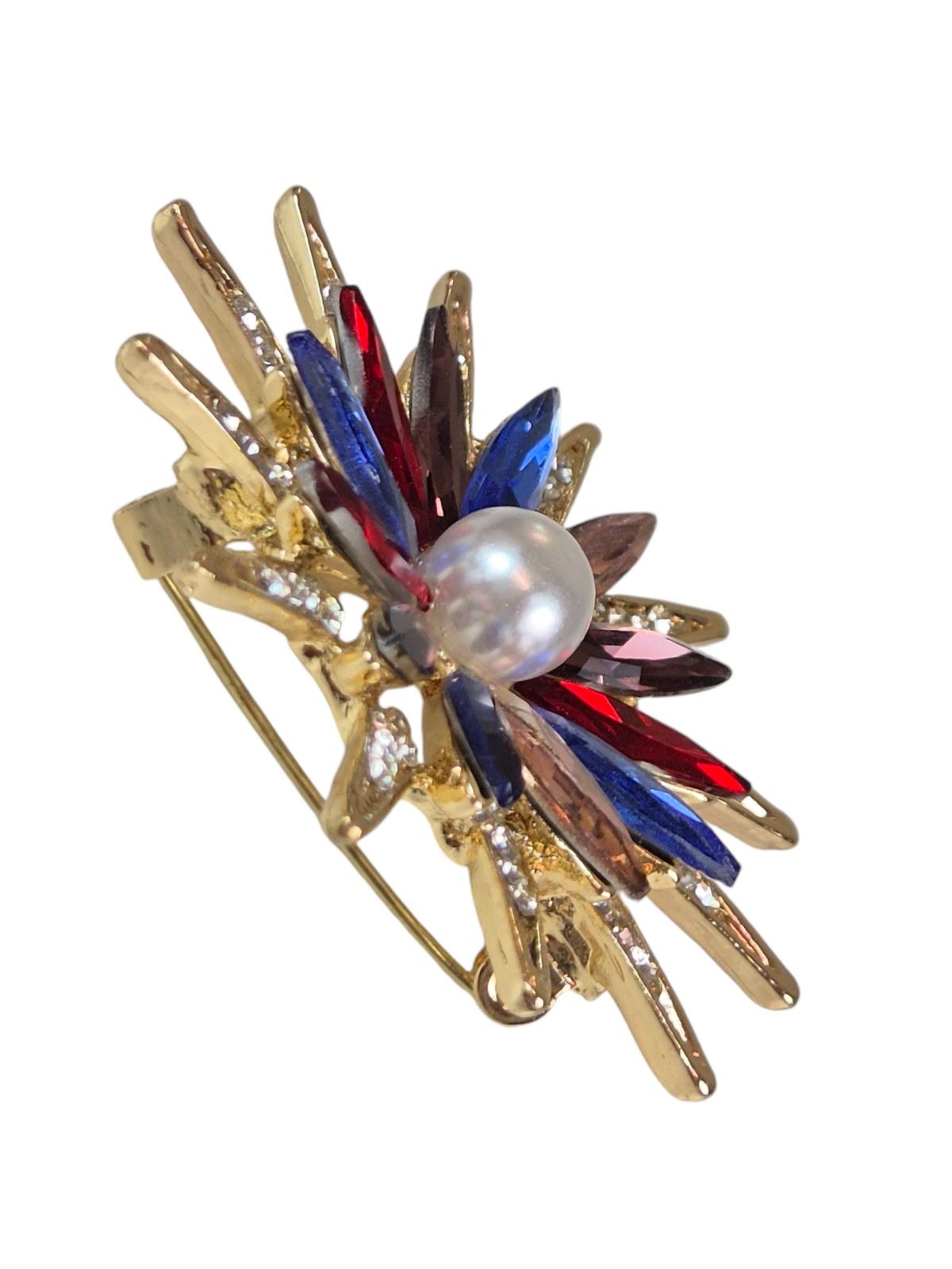Impresionante Broche Margarita Cristal Prendedor con Centro de Perlas Flor Plata Joyería - Imagen 12 de 17