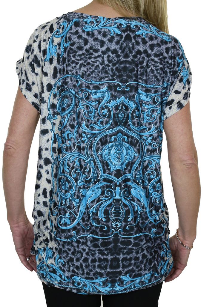 Womens Diamante Animal Print Tunic Top Short Sleeve T Shirt 8-16 CLEARANCE - Picture 4 of 18