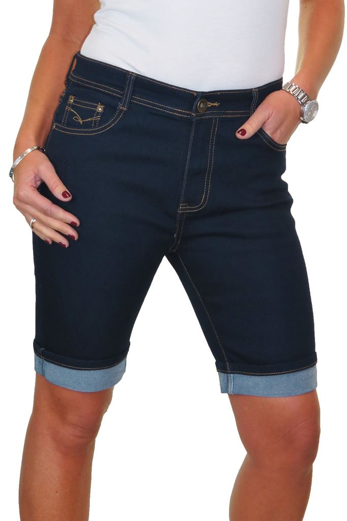 15441 Short en Jeans Extensible à Revers Bleu Indigo taille 38 à 48 15441 Short en Jeans Extensible à Revers Bleu Indigo taille 38 à 48