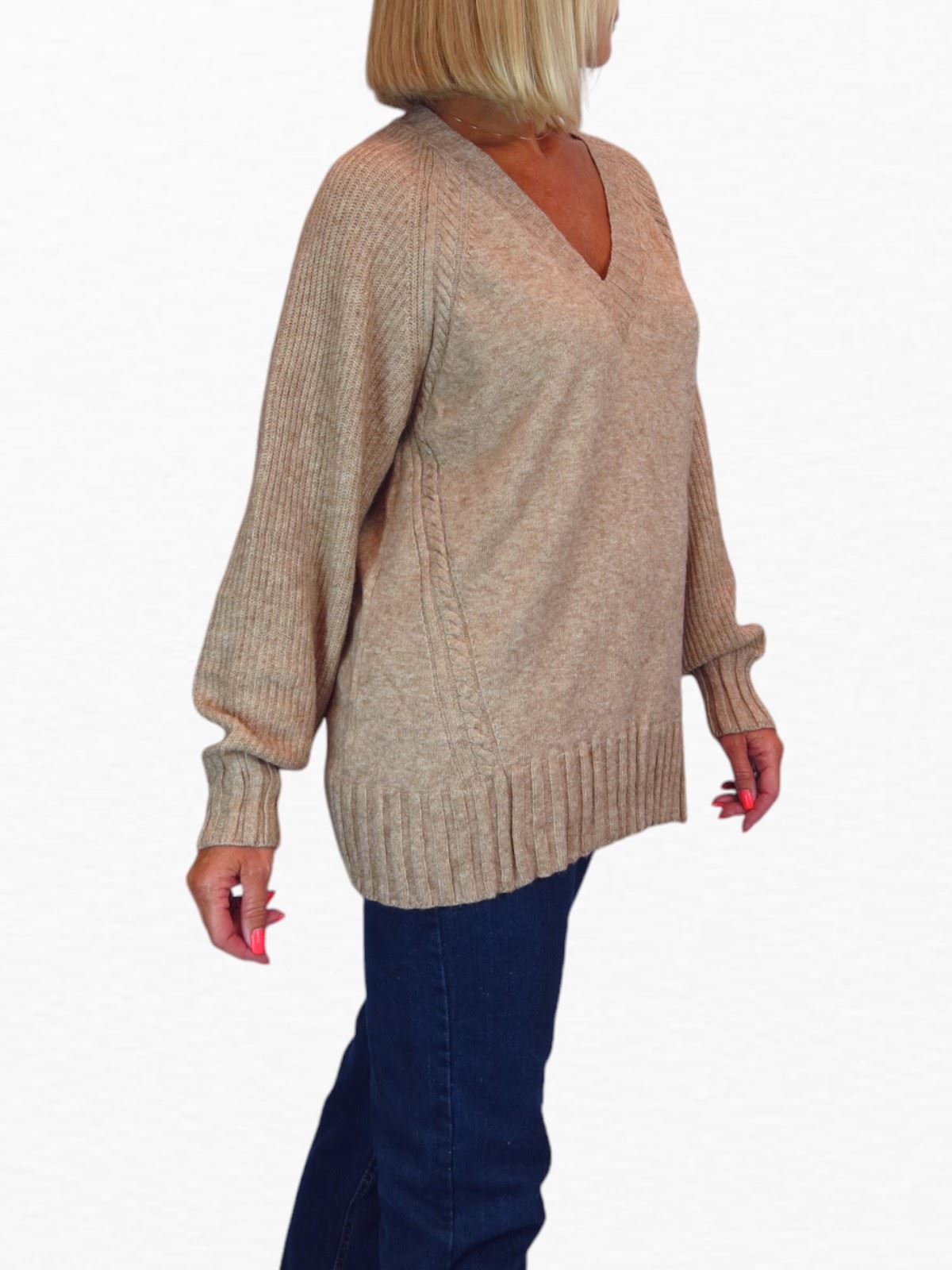 Ladies Soft Knit V Neck Jumper Wool-Like Feel Pullover Sweater Comfortable 8-22 - Picture 9 of 22