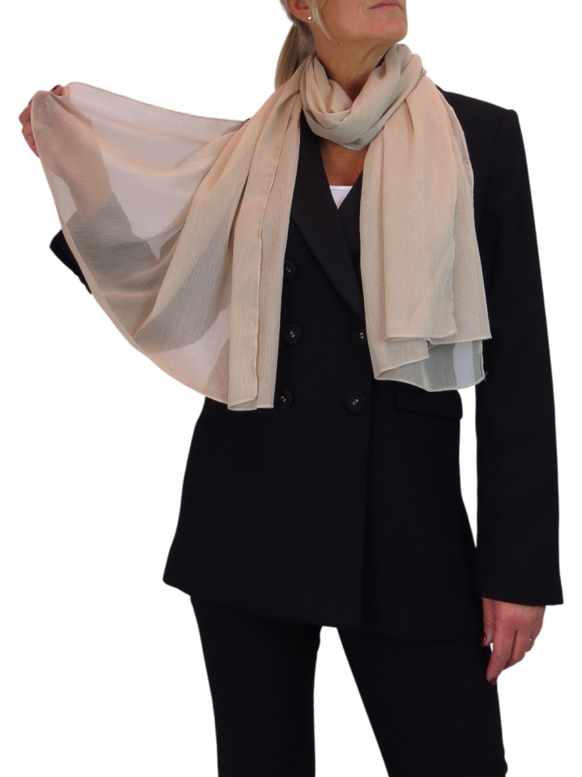 Bufanda de seda para mujer de Paulo Due - Mantón envolvente de gasa fina para viajes y noche - Imagen 13 de 126