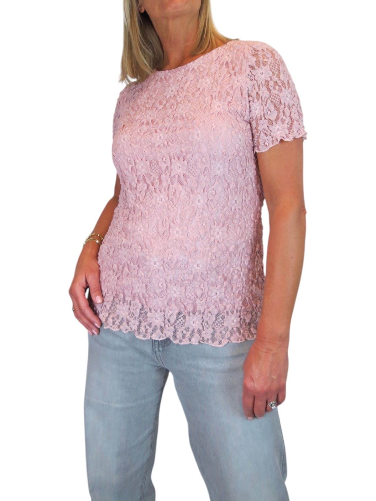 Damen Elegant Stretch Häkel Spitze Top Kurzarm Komplett Gefüttert 10-20 - Bild 13 von 30