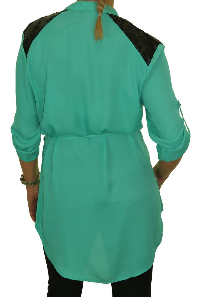 Damen Smart Langarm Knopfleiste Tunika Bluse fein weiches Gefühl Shirt Top 8-16 - Bild 16 von 22
