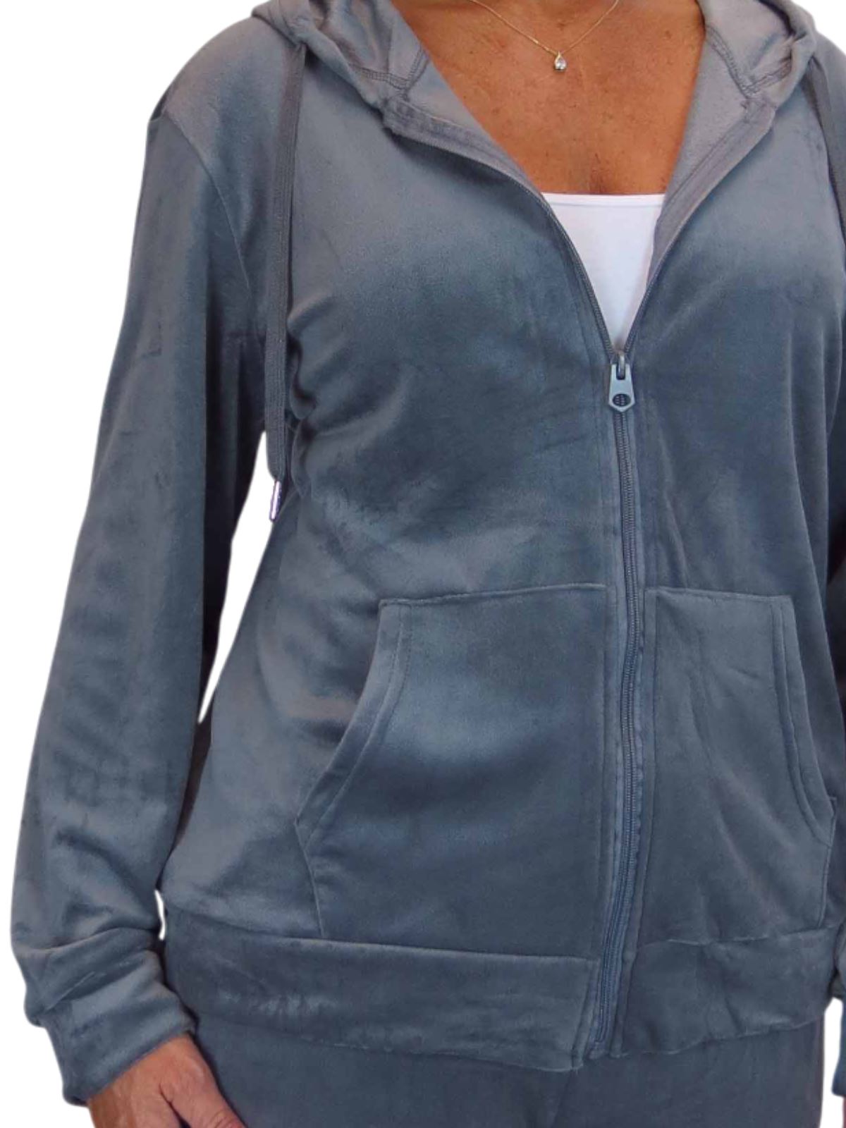 Ladies 2 Piece Velour Tracksuit Set Jogger and Zip Hoodie Casual Loungewear - Picture 34 of 38
