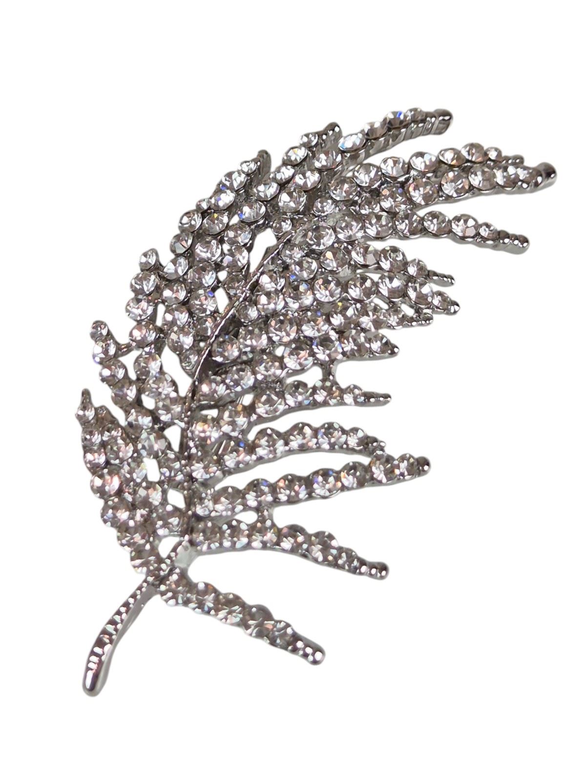 Ladies Feather Brooch Pin Sparkling Diamante Design Remembrance Free Spirit Gift - Picture 11 of 14
