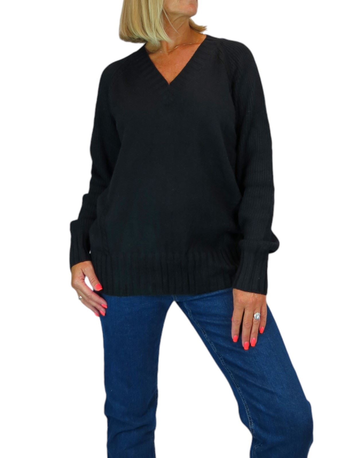 Ladies Soft Knit V Neck Jumper Wool-Like Feel Pullover Sweater Comfortable 8-22 - Picture 15 of 22