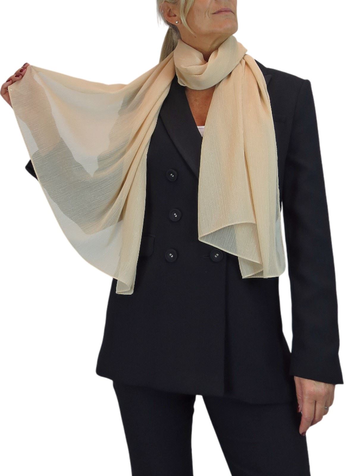 Bufanda de seda para mujer de Paulo Due - Mantón envolvente de gasa fina para viajes y noche - Imagen 34 de 126