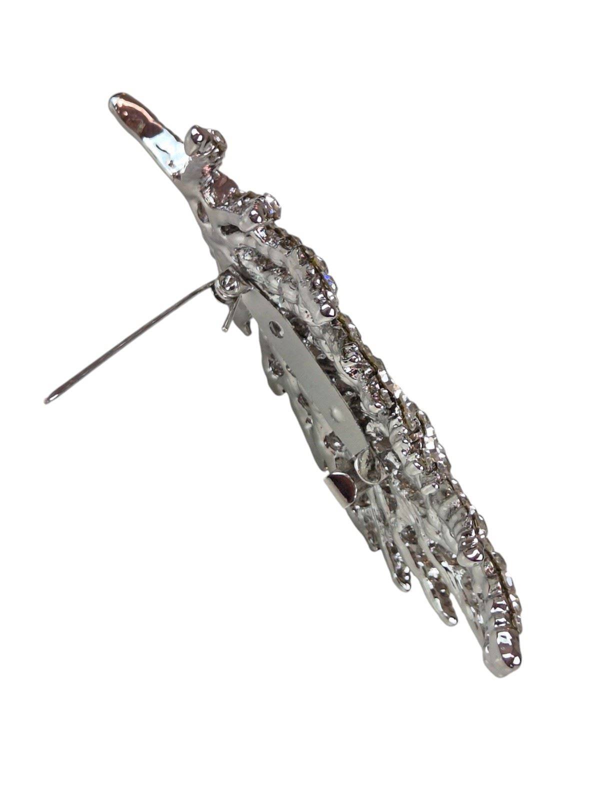 Ladies Feather Brooch Pin Sparkling Diamante Design Remembrance Free Spirit Gift - Picture 13 of 14