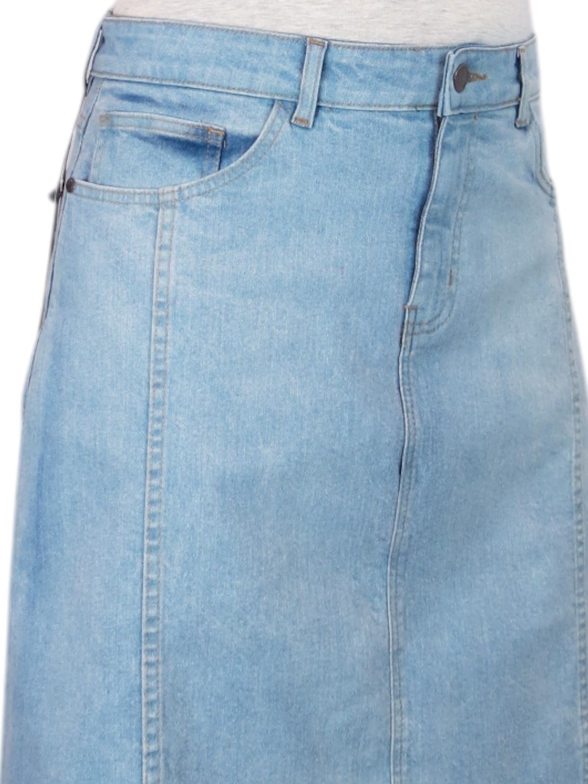 Ladies Stretch Denim A Line Jeans Skirt Knee Length Flared Pannel Skirt 10-22 - Picture 18 of 42