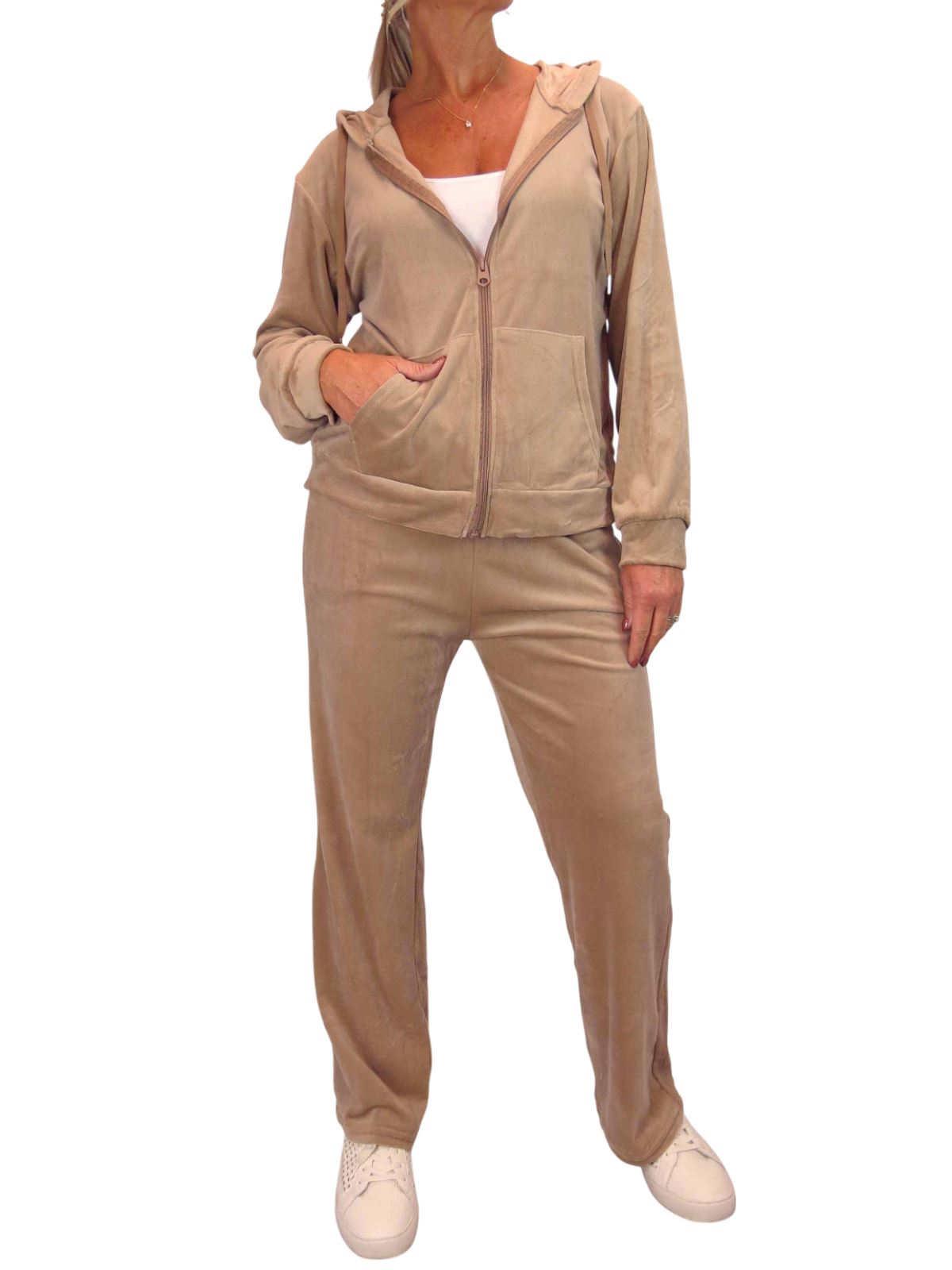 Ladies 2 Piece Velour Tracksuit Set Jogger and Zip Hoodie Casual Loungewear - Picture 12 of 38