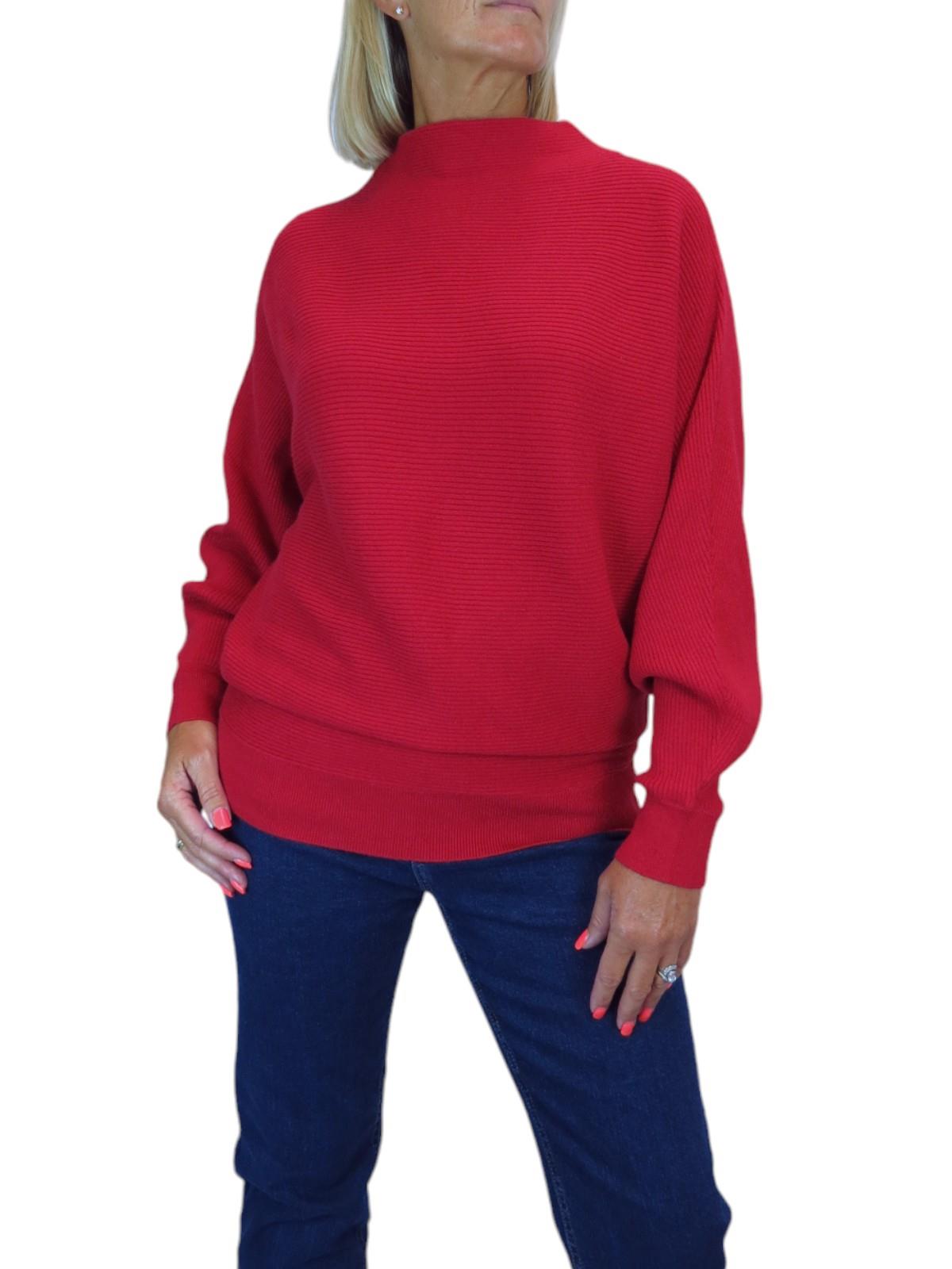 Ladies Rib Turtle Neck Batwing Jumper Soft Knit Long Sleeve Pullover Top 6 - 10 - Picture 27 of 33