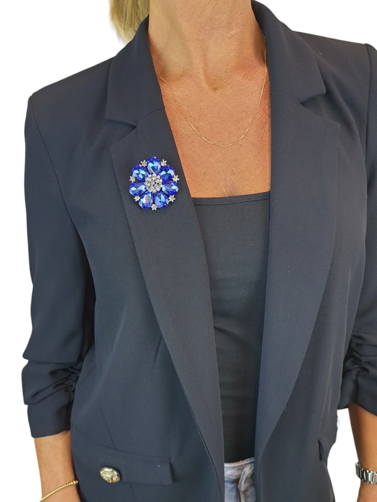 Niñas Grandes Gemas de Piedra Broche Floral Pin Racimo Cristal Medio Diamante Pin - Imagen 4 de 18
