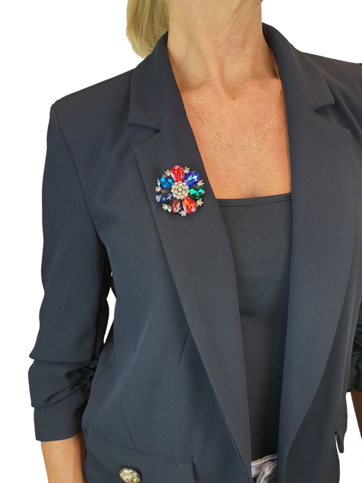 Niñas Grandes Gemas de Piedra Broche Floral Pin Racimo Cristal Medio Diamante Pin - Imagen 12 de 18