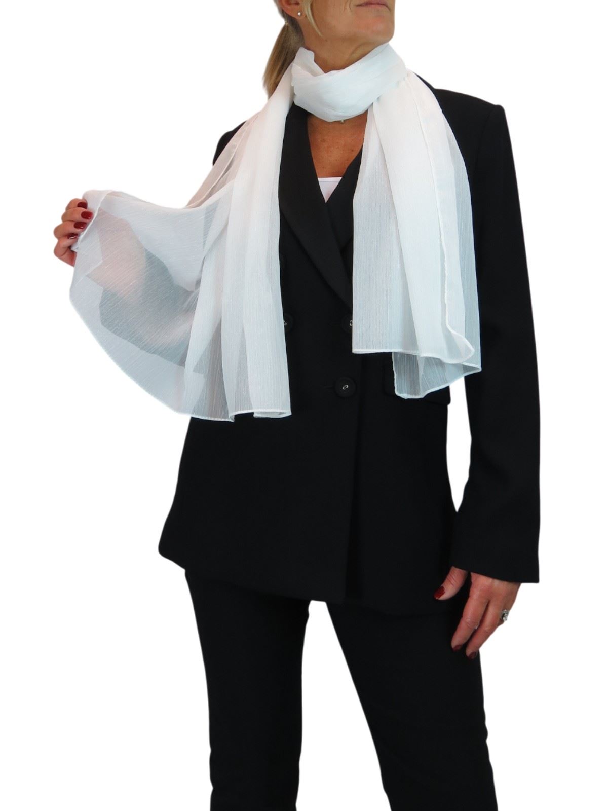 Bufanda de seda para mujer de Paulo Due - Mantón envolvente de gasa fina para viajes y noche - Imagen 76 de 126