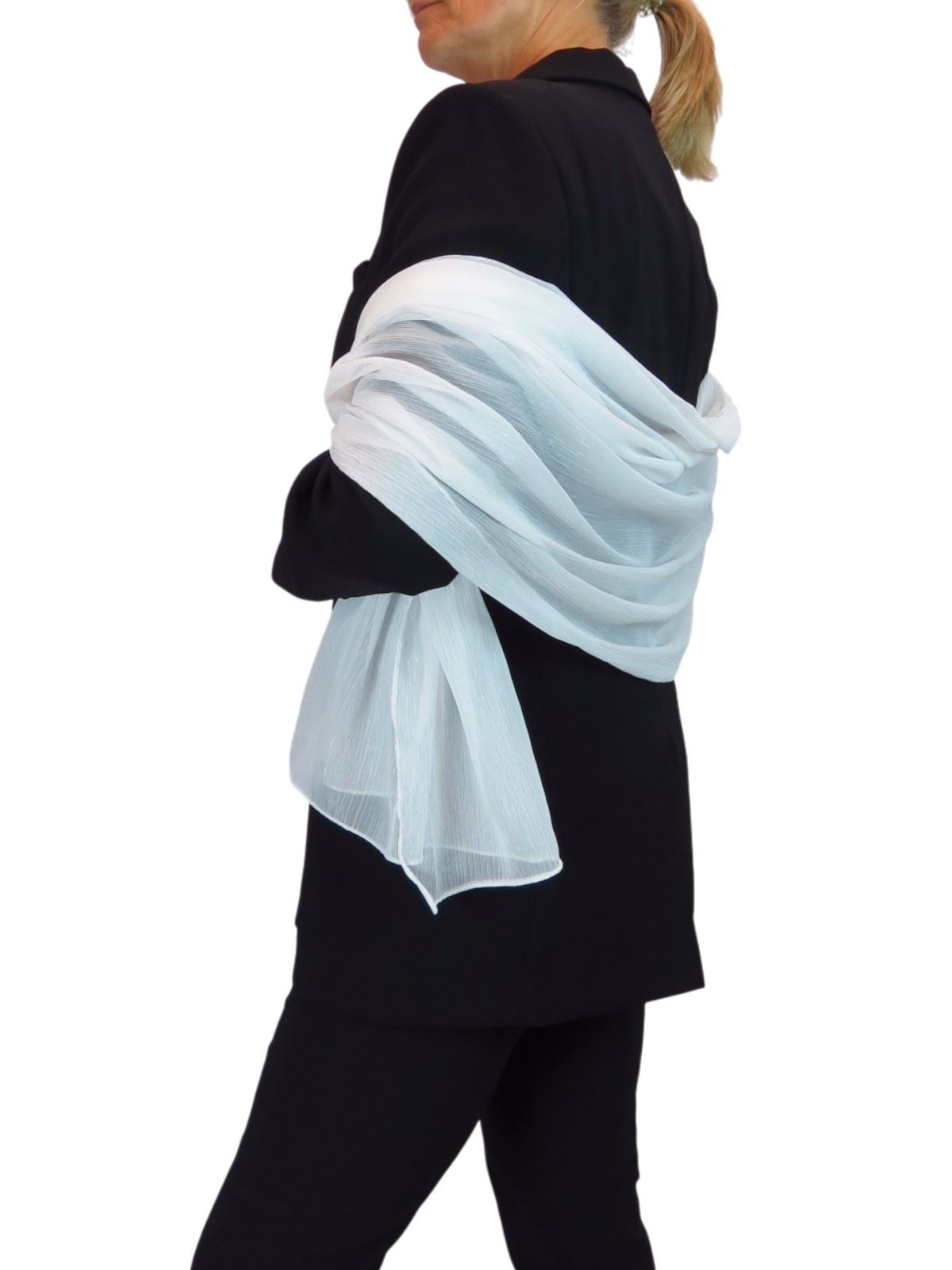 Bufanda de seda para mujer de Paulo Due - Mantón envolvente de gasa fina para viajes y noche - Imagen 77 de 126