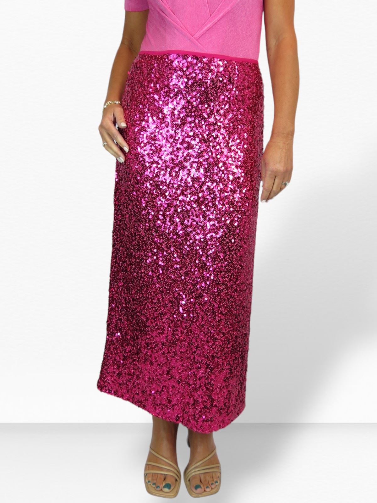 Maxi falda de lentejuelas Paulo Due con división lateral elegante forrada 8-22 - Imagen 53 de 62
