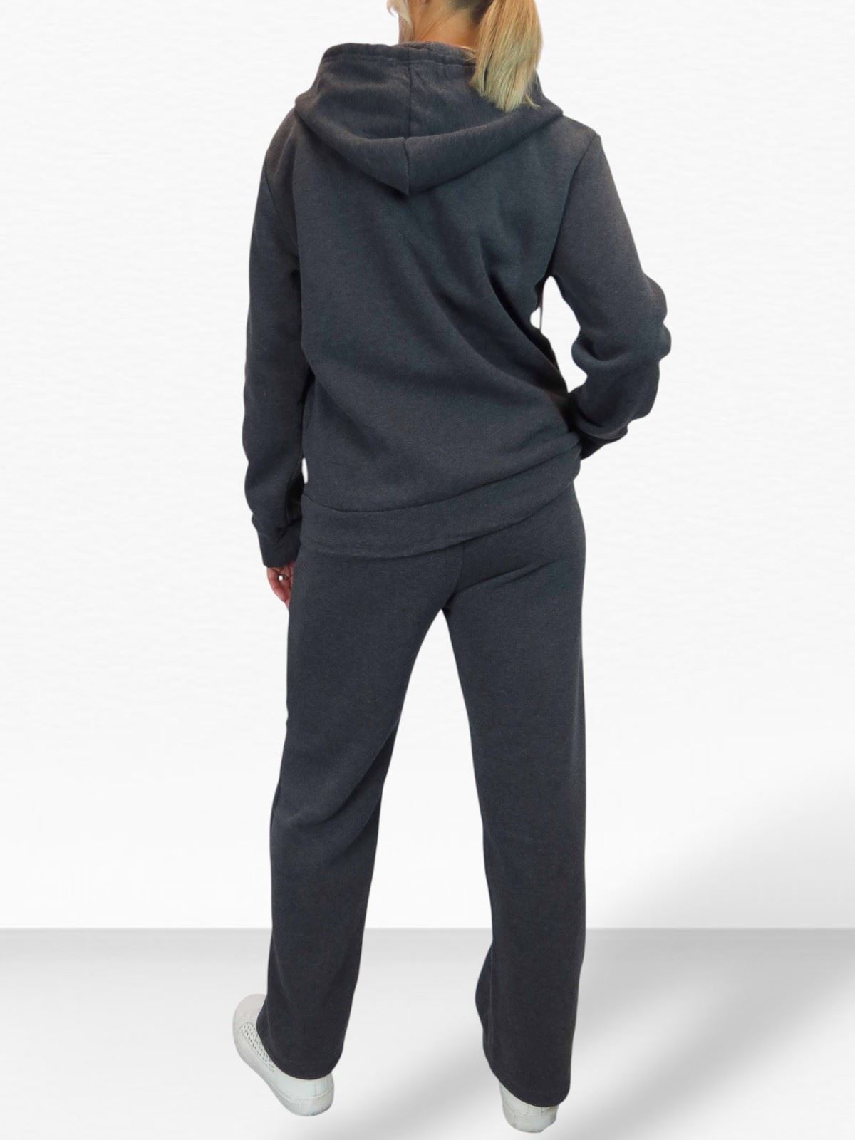 Damen 2 teiliges Fleece Trainingsanzug Set Jogger und Zip Hoodie Freizeit Loungewear - Bild 23 von 29