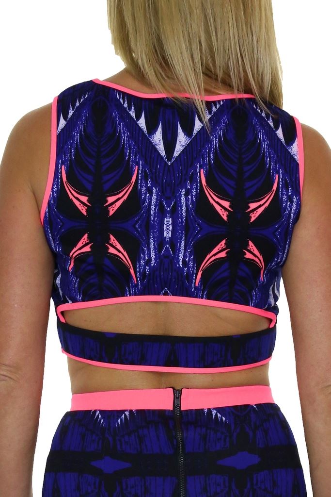 Womens Casual Neon Fitted Crop Top Sleeveless Stretch Athleisure Wear 6-14 - Picture 8 of 10