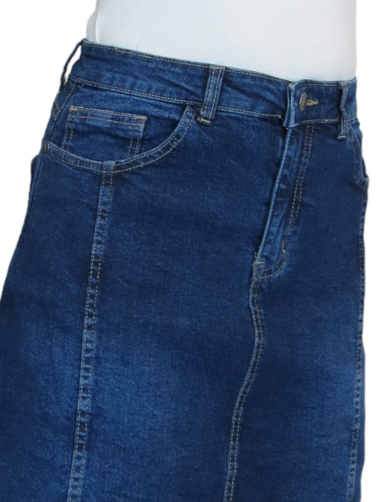 Ladies Stretch Denim A Line Jeans Skirt Knee Length Flared Pannel Skirt 10-22 - Picture 25 of 42
