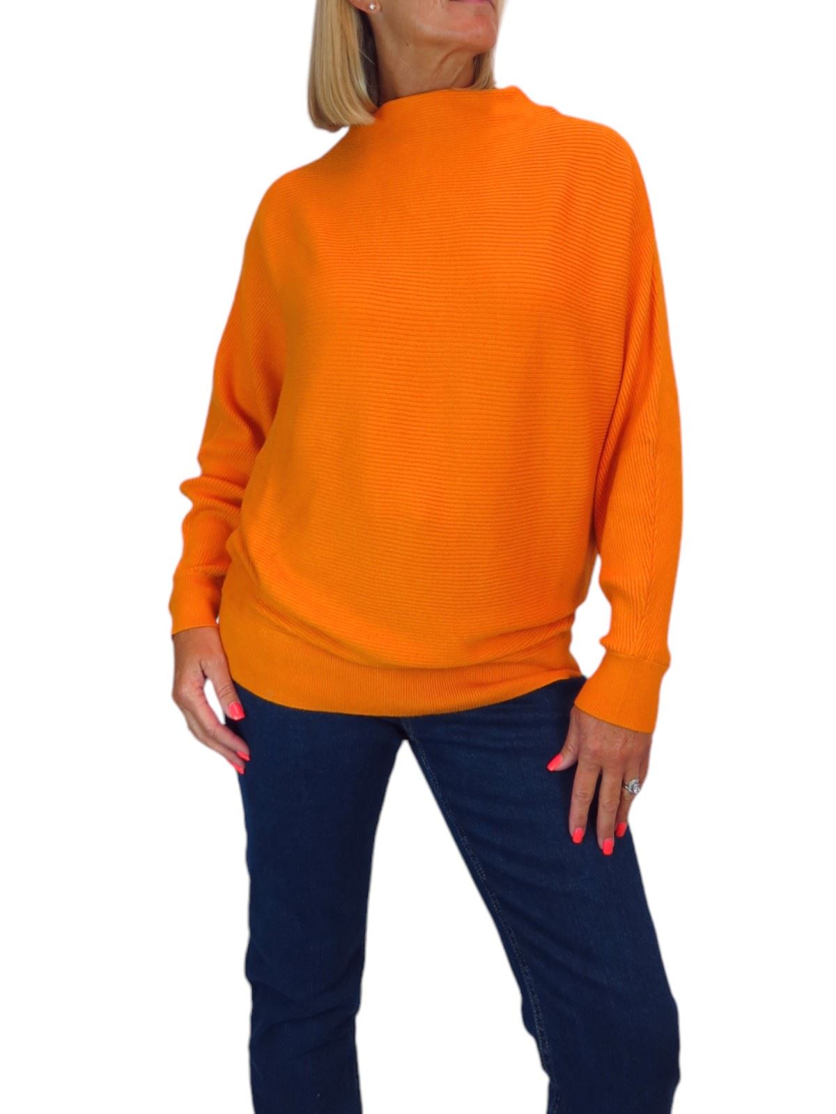 Ladies Rib Turtle Neck Batwing Jumper Soft Knit Long Sleeve Pullover Top 6 - 10 - Picture 21 of 33