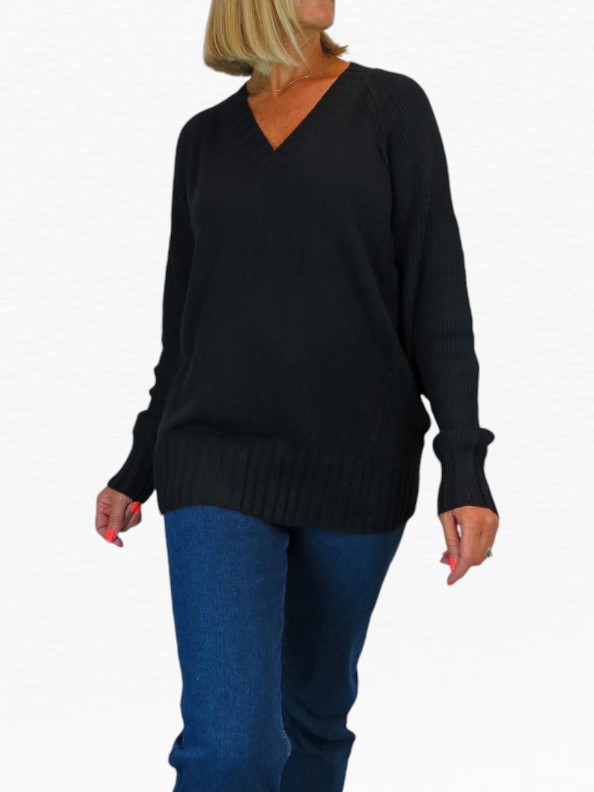 Ladies Soft Knit V Neck Jumper Wool-Like Feel Pullover Sweater Comfortable 8-22 - Picture 20 of 22