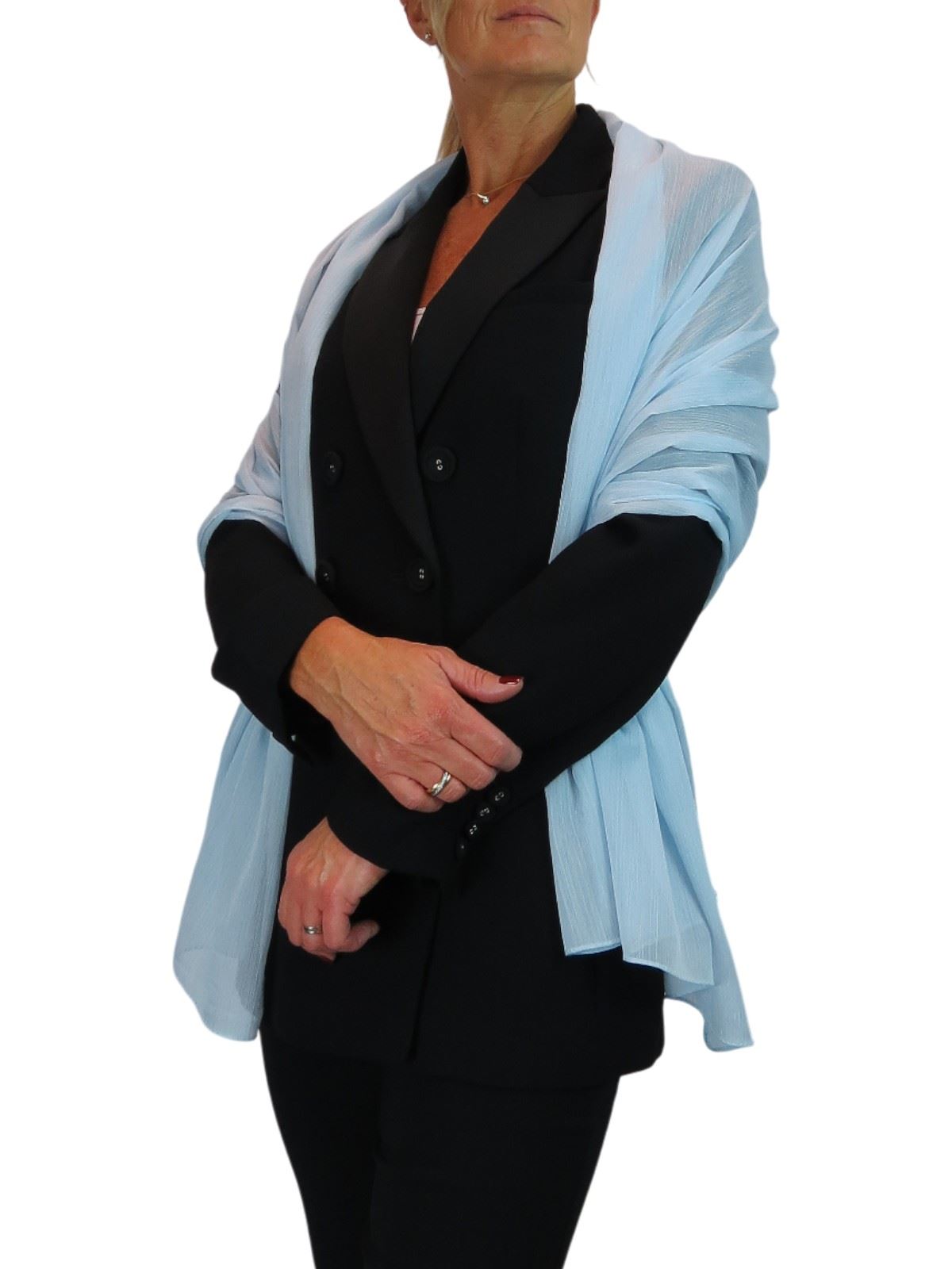 Bufanda de seda para mujer de Paulo Due - Mantón envolvente de gasa fina para viajes y noche - Imagen 91 de 126