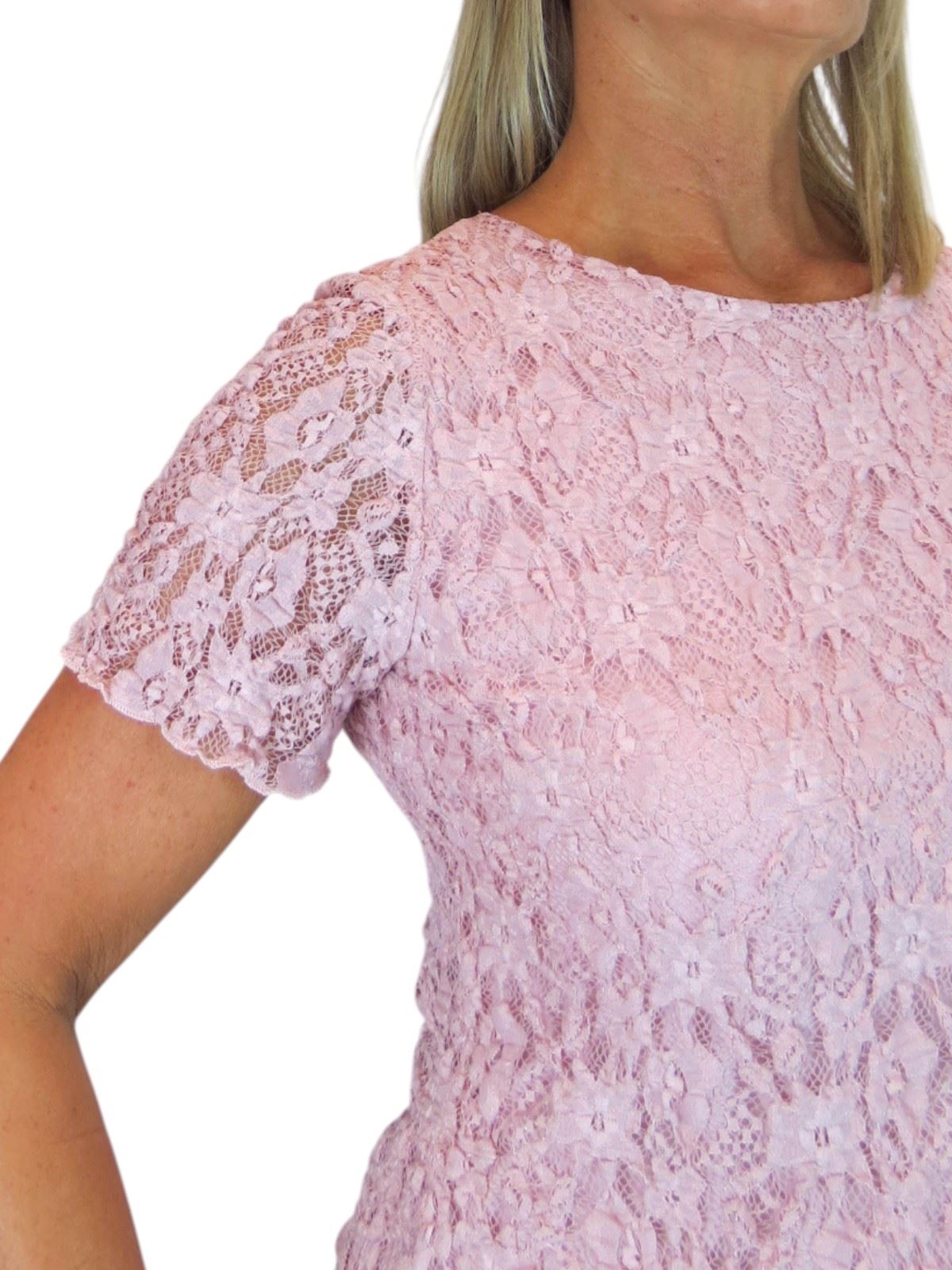 Damen Elegant Stretch Häkel Spitze Top Kurzarm Komplett Gefüttert 10-20 - Bild 16 von 30