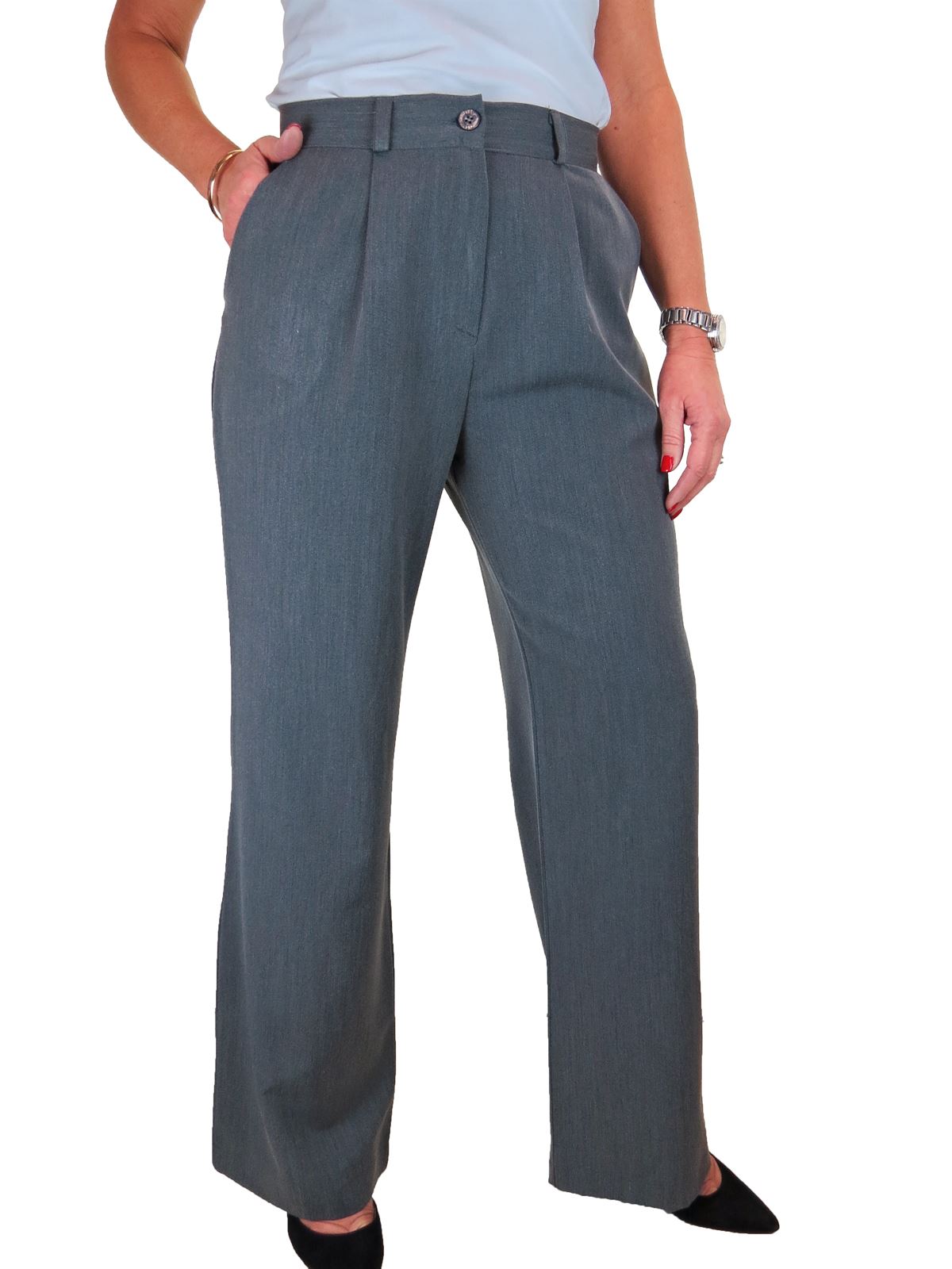 Pantalones inteligentes de cintura alta de calce suelto para mujer oficina trabajo 10-22 - Imagen 11 de 17