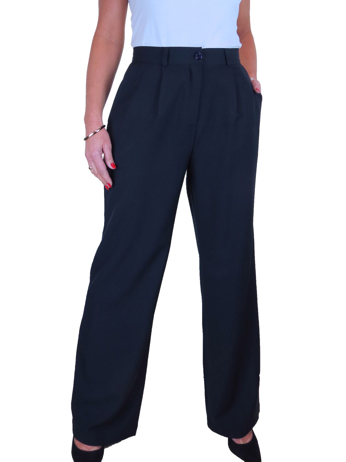 Pantalones inteligentes de cintura alta de calce suelto para mujer oficina trabajo 10-22 - Imagen 16 de 17