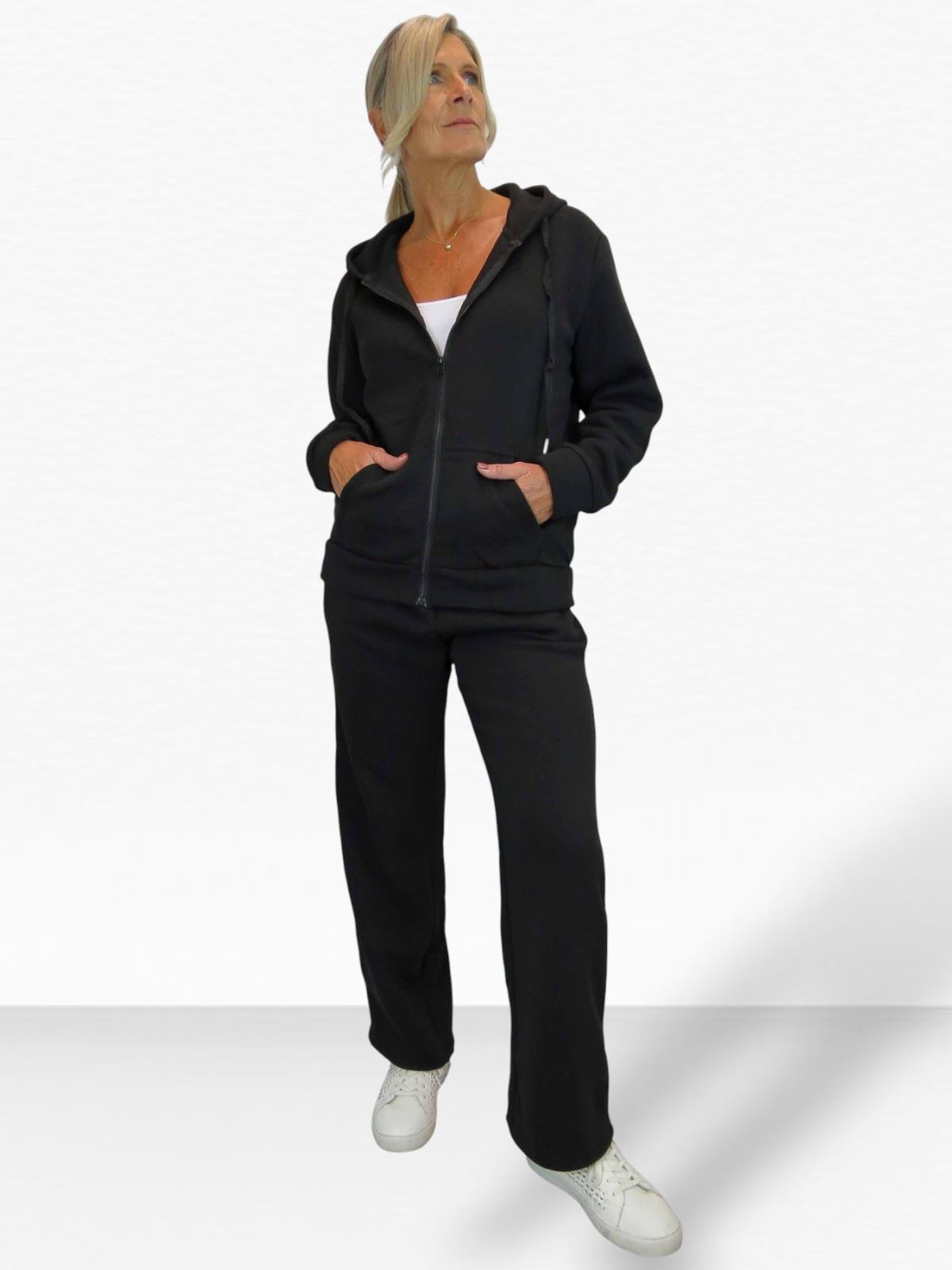 Damen 2 teiliges Fleece Trainingsanzug Set Jogger und Zip Hoodie Freizeit Loungewear - Bild 18 von 29