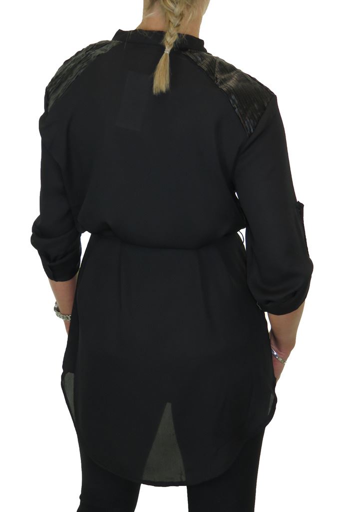 Damen Smart Langarm Knopfleiste Tunika Bluse fein weiches Gefühl Shirt Top 8-16 - Bild 8 von 22