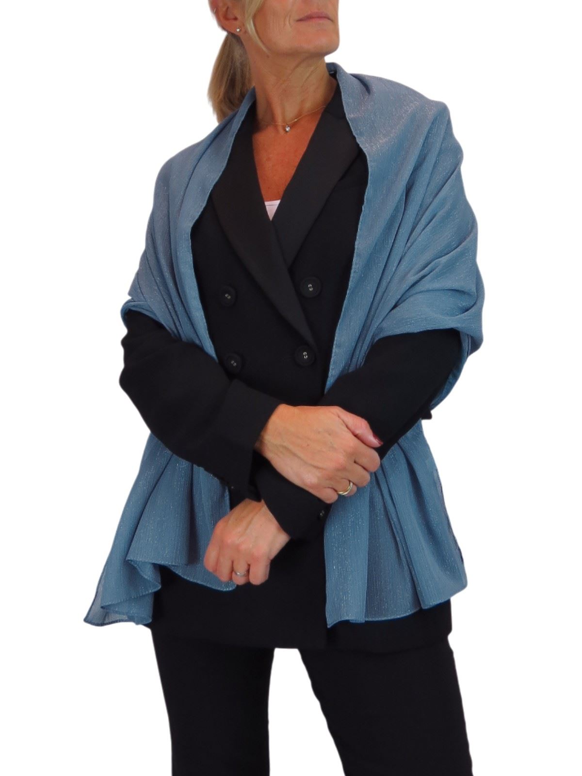 Bufanda de seda para mujer de Paulo Due - Mantón envolvente de gasa fina para viajes y noche - Imagen 63 de 126