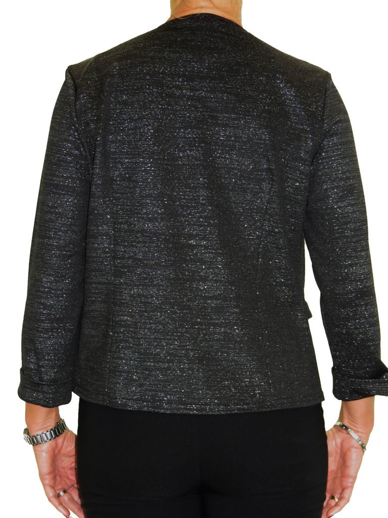 Womens Open Front Jacket Lightweight Cropped Design Floral/Glitter Size