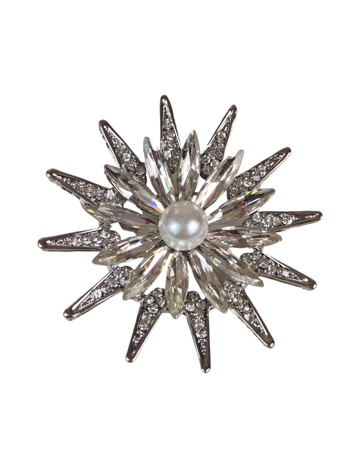 Impresionante Broche Margarita Cristal Prendedor con Centro de Perlas Flor Plata Joyería - Imagen 14 de 17