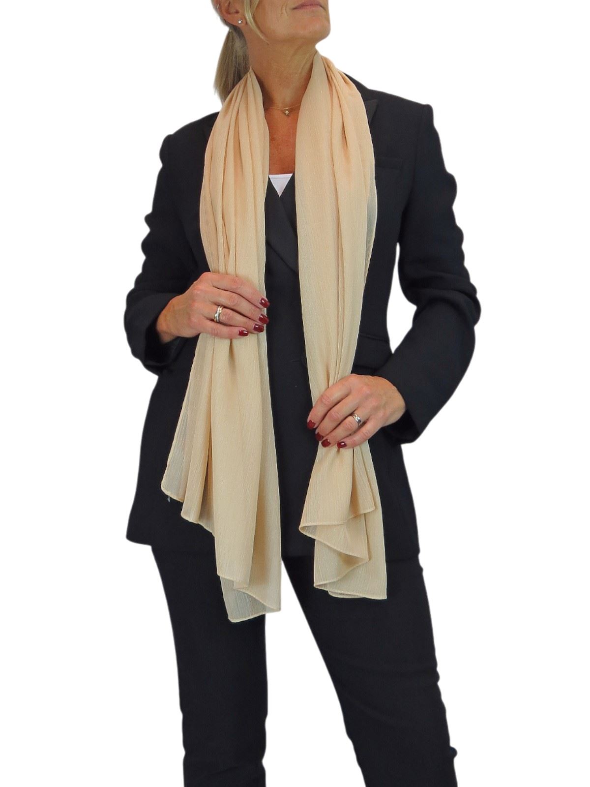 Bufanda de seda para mujer de Paulo Due - Mantón envolvente de gasa fina para viajes y noche - Imagen 29 de 126