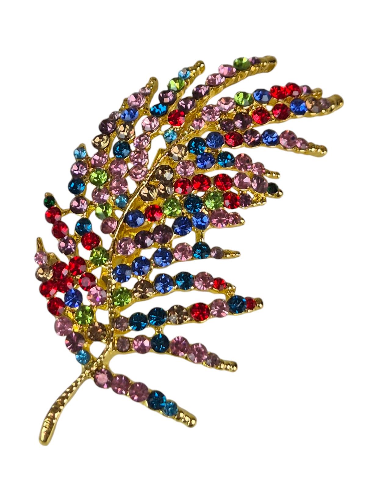 Ladies Feather Brooch Pin Sparkling Diamante Design Remembrance Free Spirit Gift - Picture 6 of 14