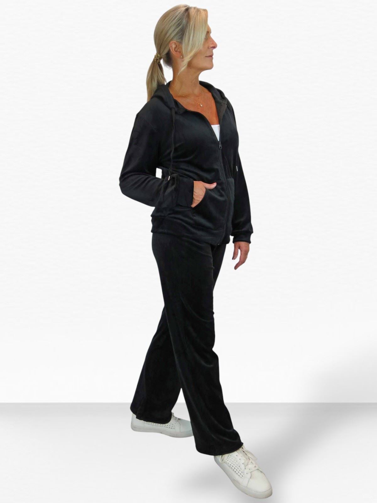 Ladies 2 Piece Velour Tracksuit Set Jogger and Zip Hoodie Casual Loungewear - Picture 27 of 38