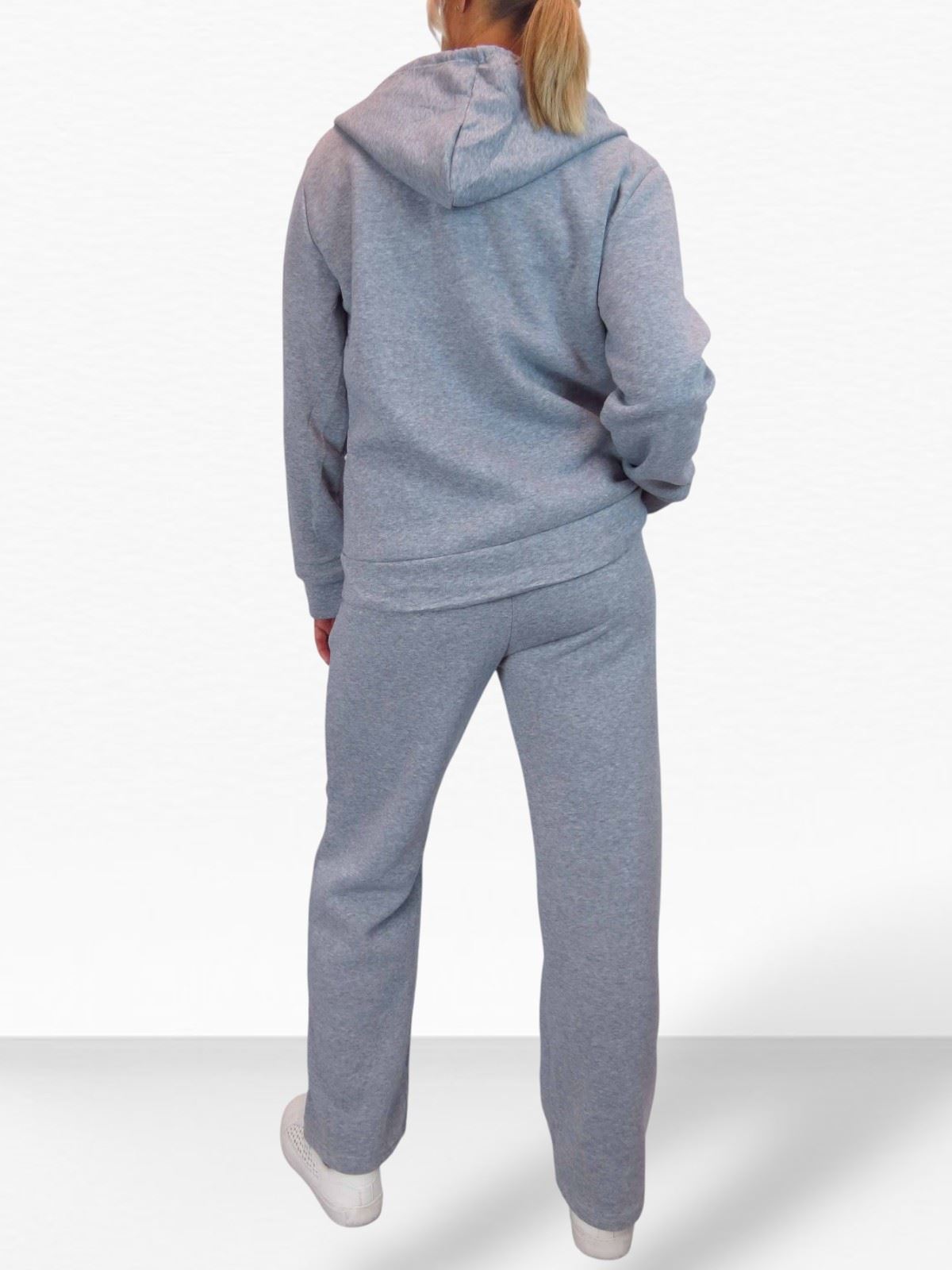 Damen 2 teiliges Fleece Trainingsanzug Set Jogger und Zip Hoodie Freizeit Loungewear - Bild 7 von 29