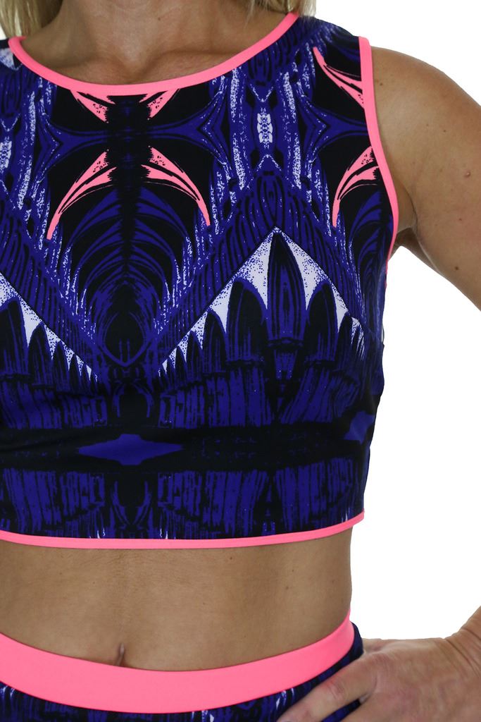 Womens Casual Neon Fitted Crop Top Sleeveless Stretch Athleisure Wear 6-14 - Picture 9 of 10
