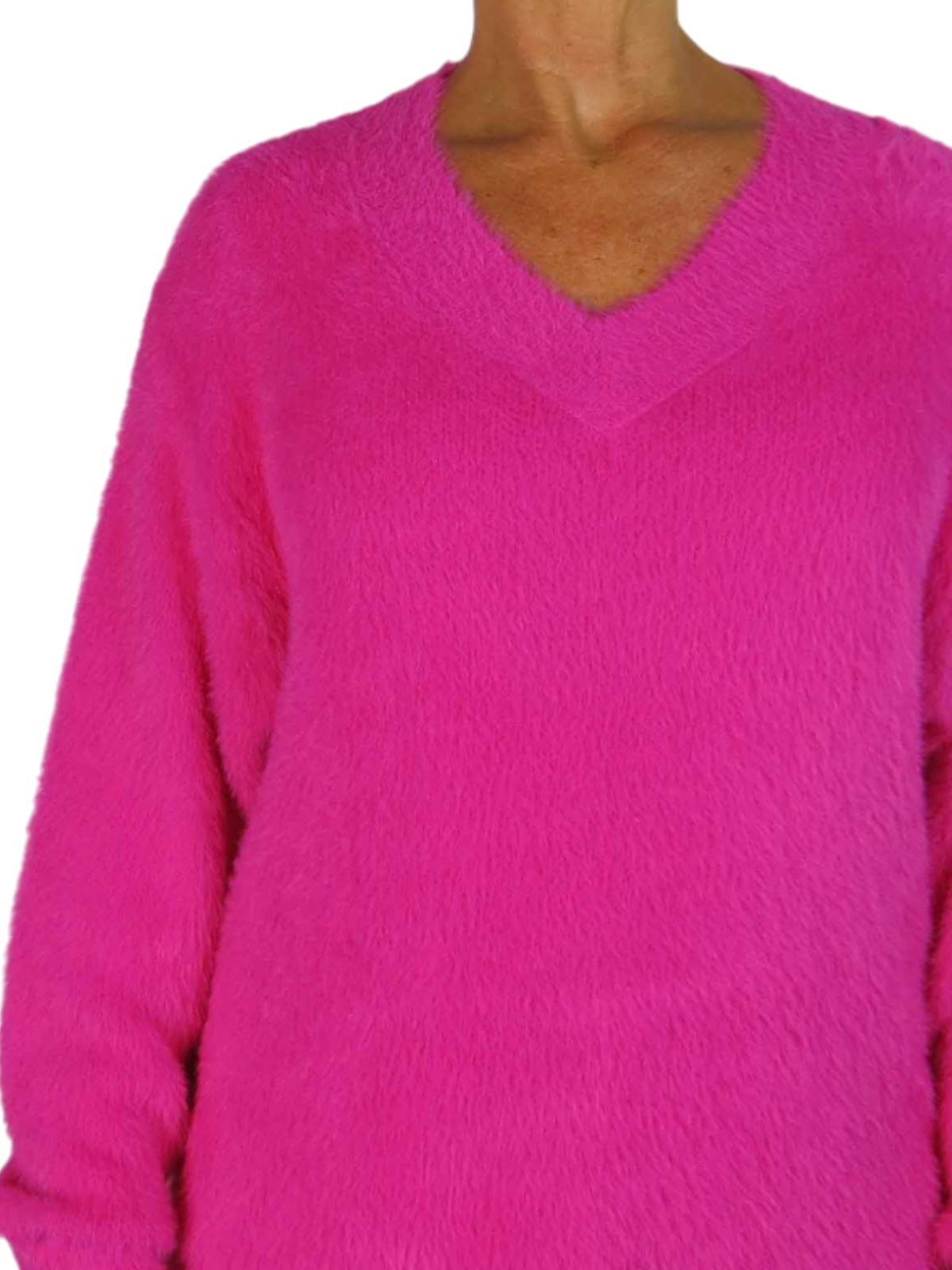 Damen Strick V Ausschnitt Pullover Kleid weich und kuschelig Strick Winterkleid Langarm - Bild 66 von 69